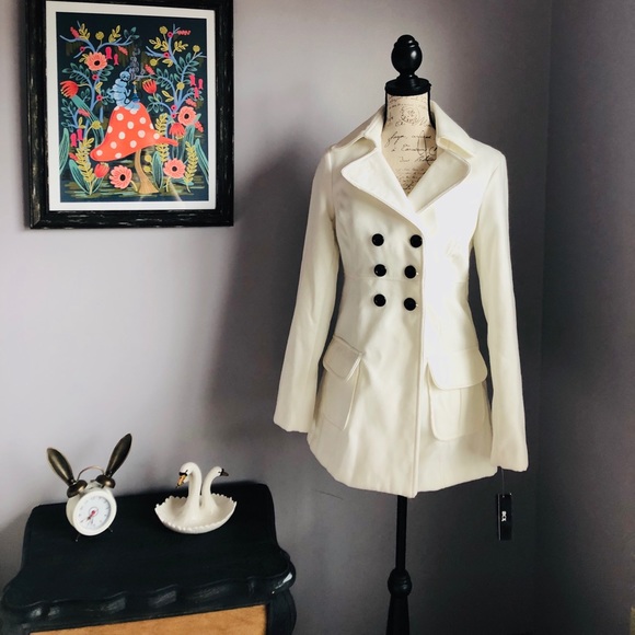 BCX Jackets & Blazers - NWT Macy’s BCX Ivory Cream White Winter Pea Coat